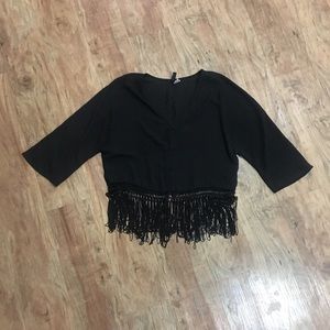 H&M Black fringe crop top